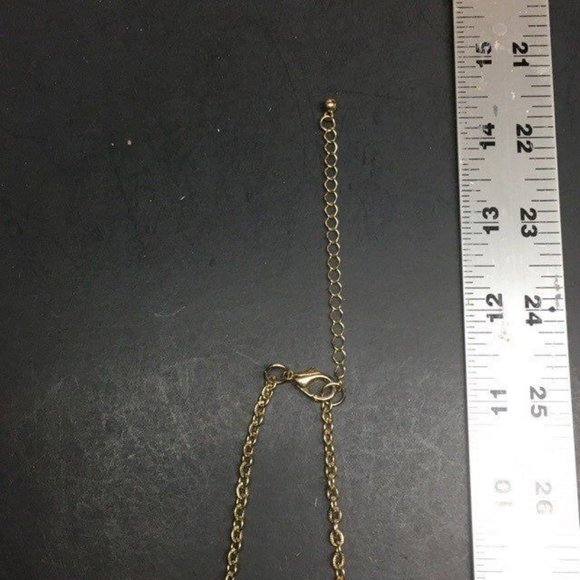 Flowers Bib Statement Necklace Orange Rhinestone Gold Chain Wire Detailed Retro - Picture 9 of 9